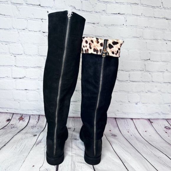 NWOT BORN BORMAN SUEDE LEATHER TALL CHEETAH INTERIOR CUFF BOOTS - 7M - Picture 6 of 9